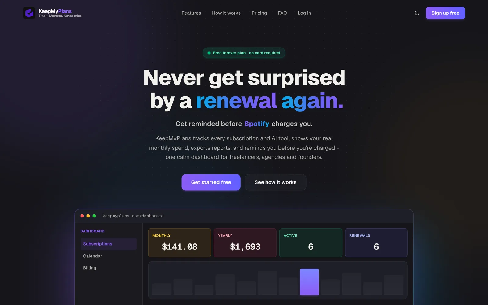 KeepMyPlans landing screen